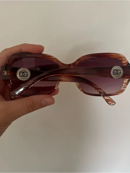 Dolce & Gabbana DG Oversized Square Sunglasses Brown Tortoise Logo Women’s Italy - Picture 6 of 11